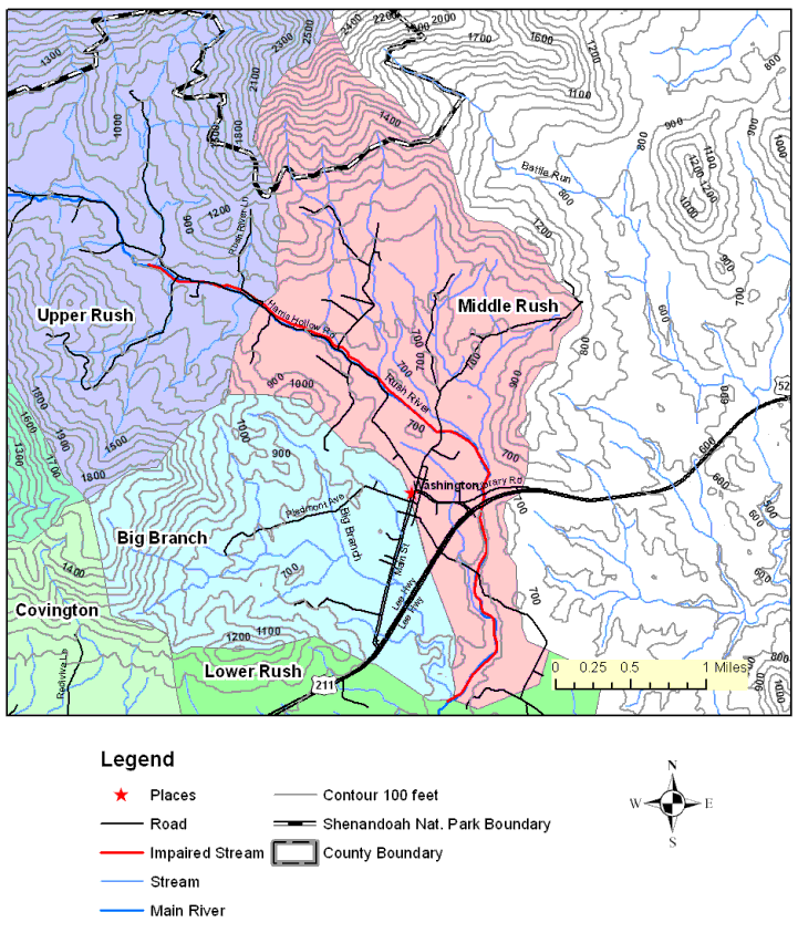 Middle Rush River Subwatershed, Topographic Map